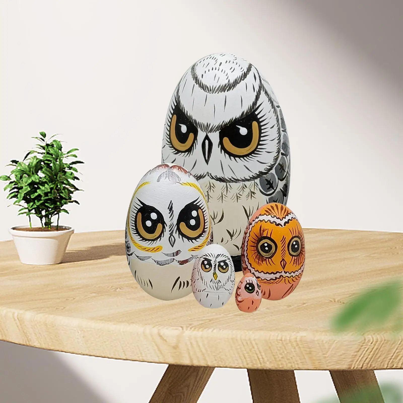 5x Owl Russian Nesting Dolls Ornaments Matryoshka for Tabletop Halloween