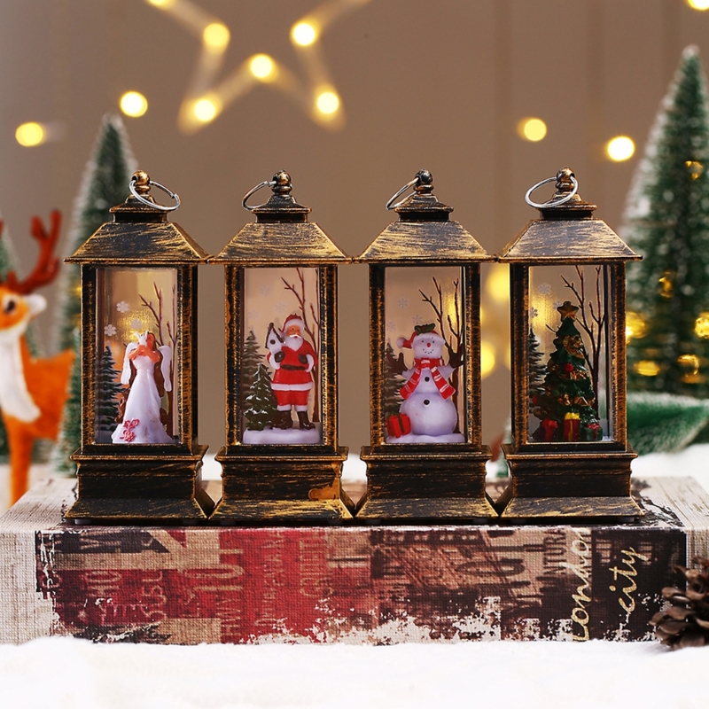 Weihnachten Glitzernde Laterne Handheld LED Nacht Licht Öl Lampe Hause Dekoration B03E – Detail 6