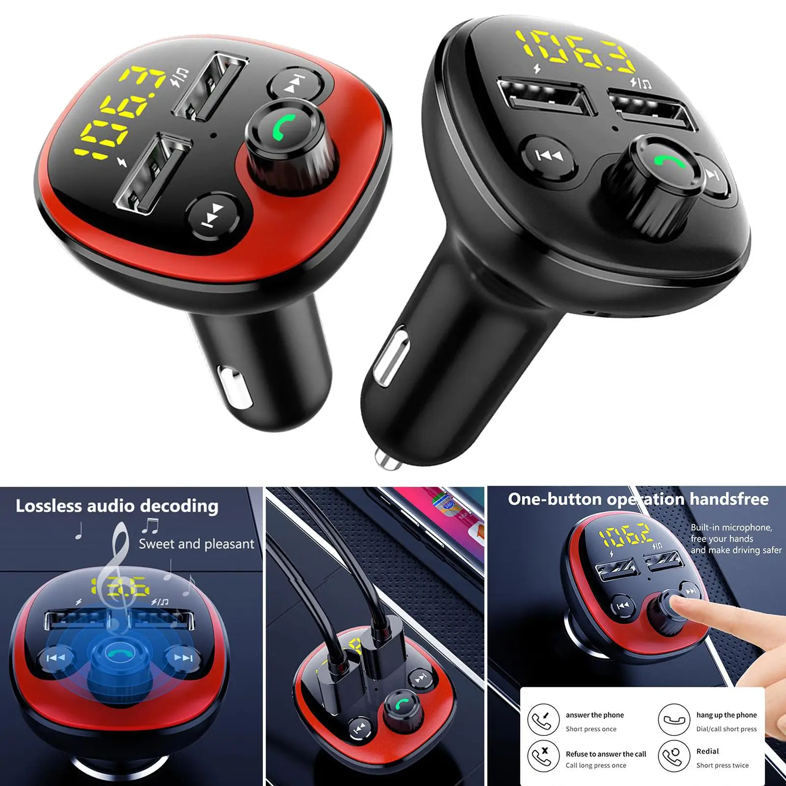 Car FM Bluetooth Handsfree TF MP3 Player 3.1A USB Charger Practical Car Vehicle Accessaries