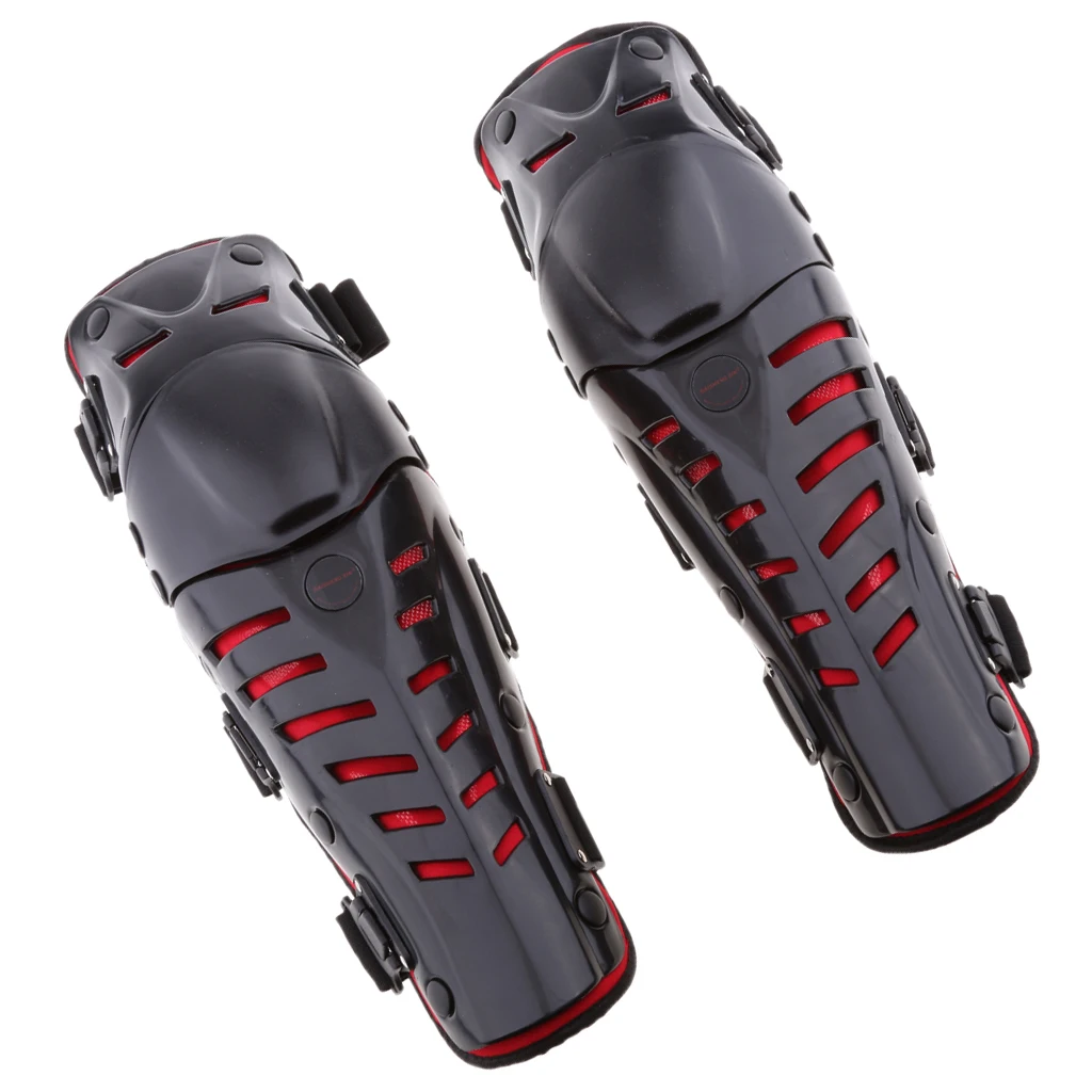 Motorcycle ATV Motocross Adjustable Elbow Knee Shin Guard Pad   for Motorbike Mountain Biking, Red