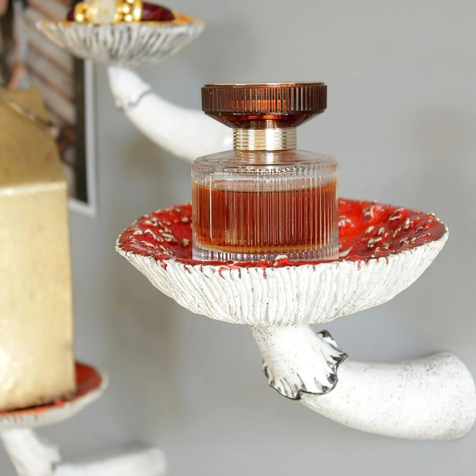 Mushroom Hanging Shelf Resin Wall Floating Shelf Amanita Mushroom Shape Home Decor Ornaments for Wall Hanging Shelves 2022
