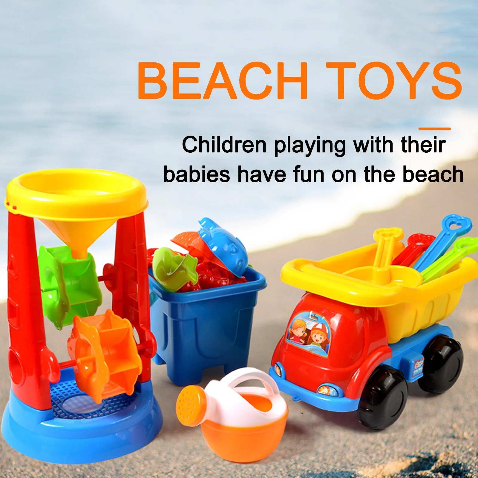 10PCS Beach Toys Set Sand Playing/Bath Toys Kids Fun Water Beach Seaside BPAFree 