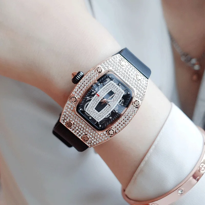 Women's Silicone Strap Quartz Watch, Girl's Tonneau