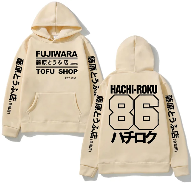 Fujiwara Tofu Shop Initial D Hoodie Men Anime Graphic Round Collar