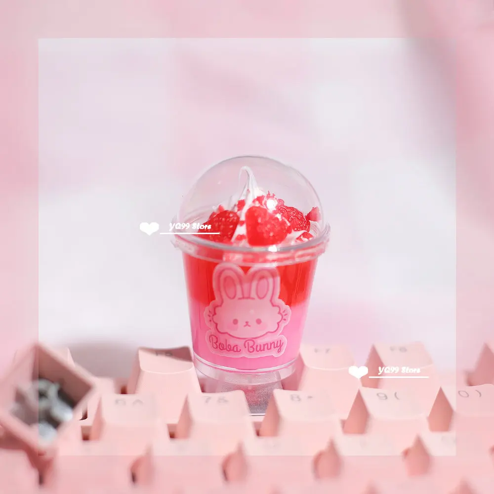 pçs personalizado bonito sobremesa sorvete copo keycap teclado mecânico tridimensional kawaii keycaps menina rosa keycap