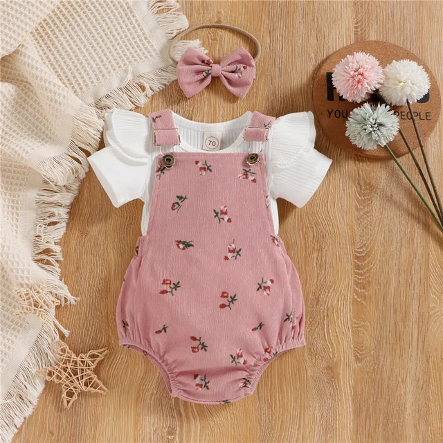 SUNSIOM Baby Girl Romper Fly Sleeve Square Neck Solid Color Chest Pocket  Buttons Summer Short Romper + Headband 2pcs - AliExpress