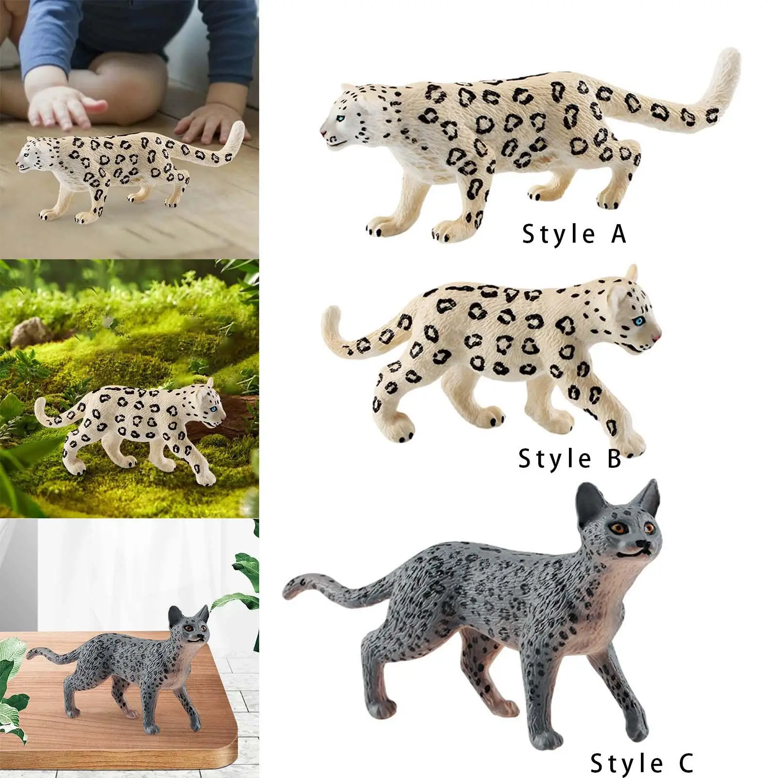 Leopard Figurine Snow Leopard Playset Model Kids Children Wildlife Animal Statue for Christmas Present Birthday Gifts