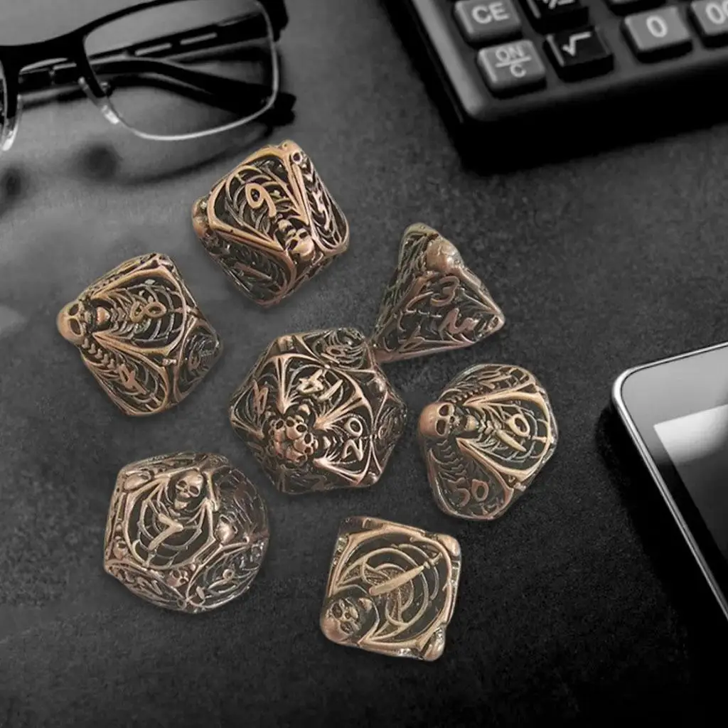 7x Metal Multi Sides Dice Trpg DND Games Party Favor Dice Set for DND RPG MTG D&D RPG Leisure Entertainment Dice Set Bar Toys