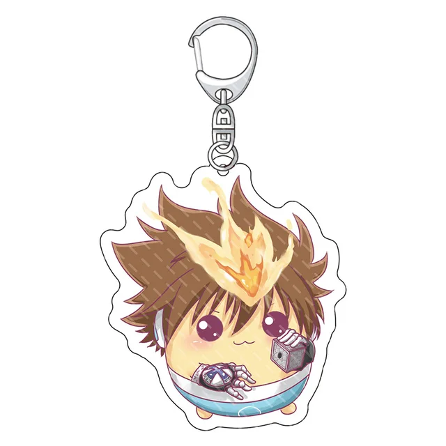 1 Pcs Cute Anime Katekyo Hitman Reborn Cosplay Keychains Sawada Tsunayoshi  Figures Acrylic Pendant Keyrings Bag Charm Gift Toys