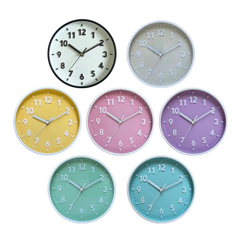 Modern Simple Wall Clock 8 Inch Candy Color Silent Time Clocks Ornament Q1FD