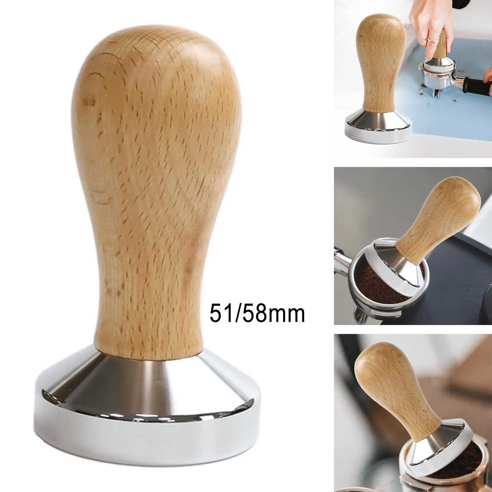 Professional Coffee Tamper Wooden Handle Calibrated Powder Hammer Leveler Powder Distributor for Coffee Machine Cafe