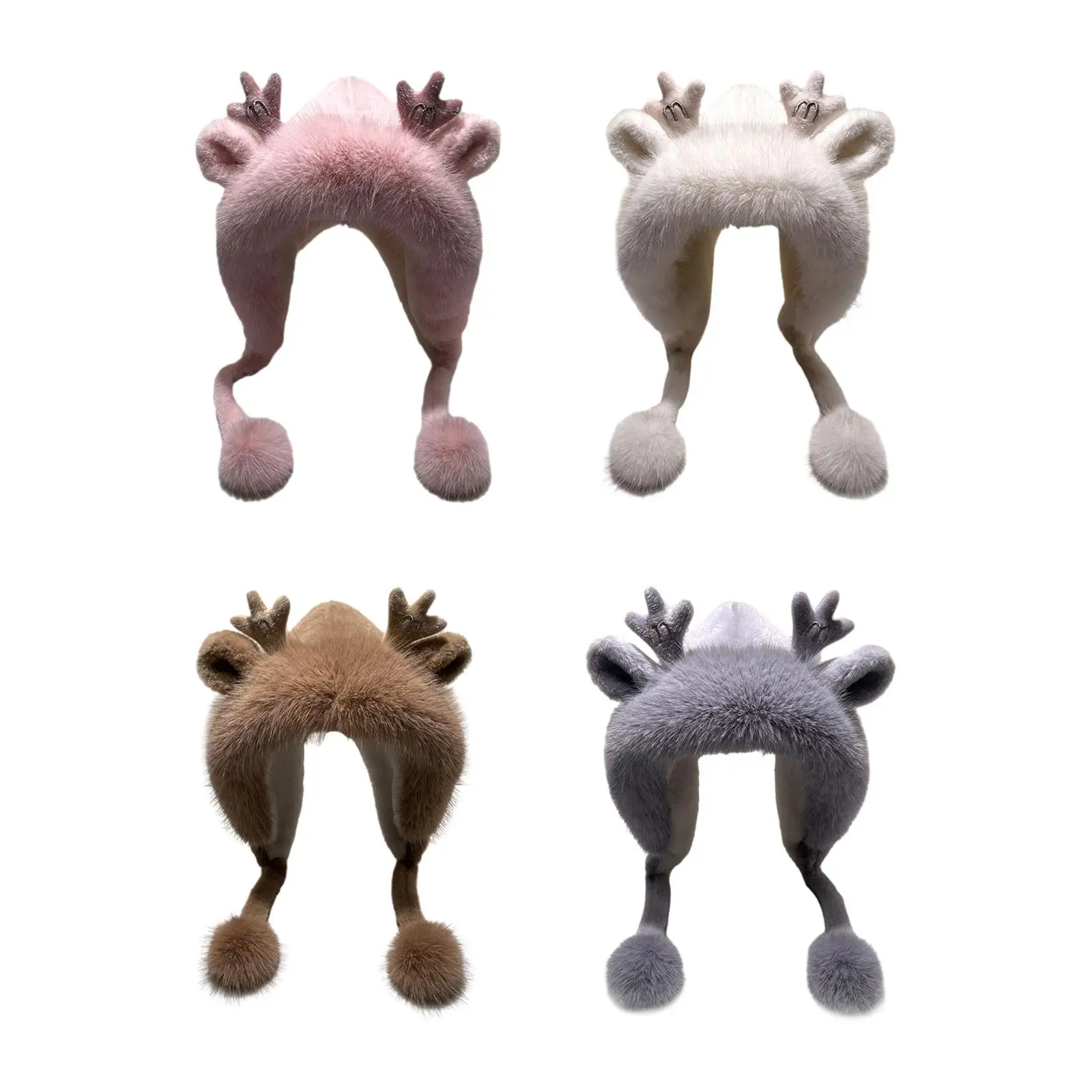 Women Antler Ears Hat Warm Ear Protection Hat Soft Winter Hat Plush Hat for Climbing Festivals Outdoor Riding