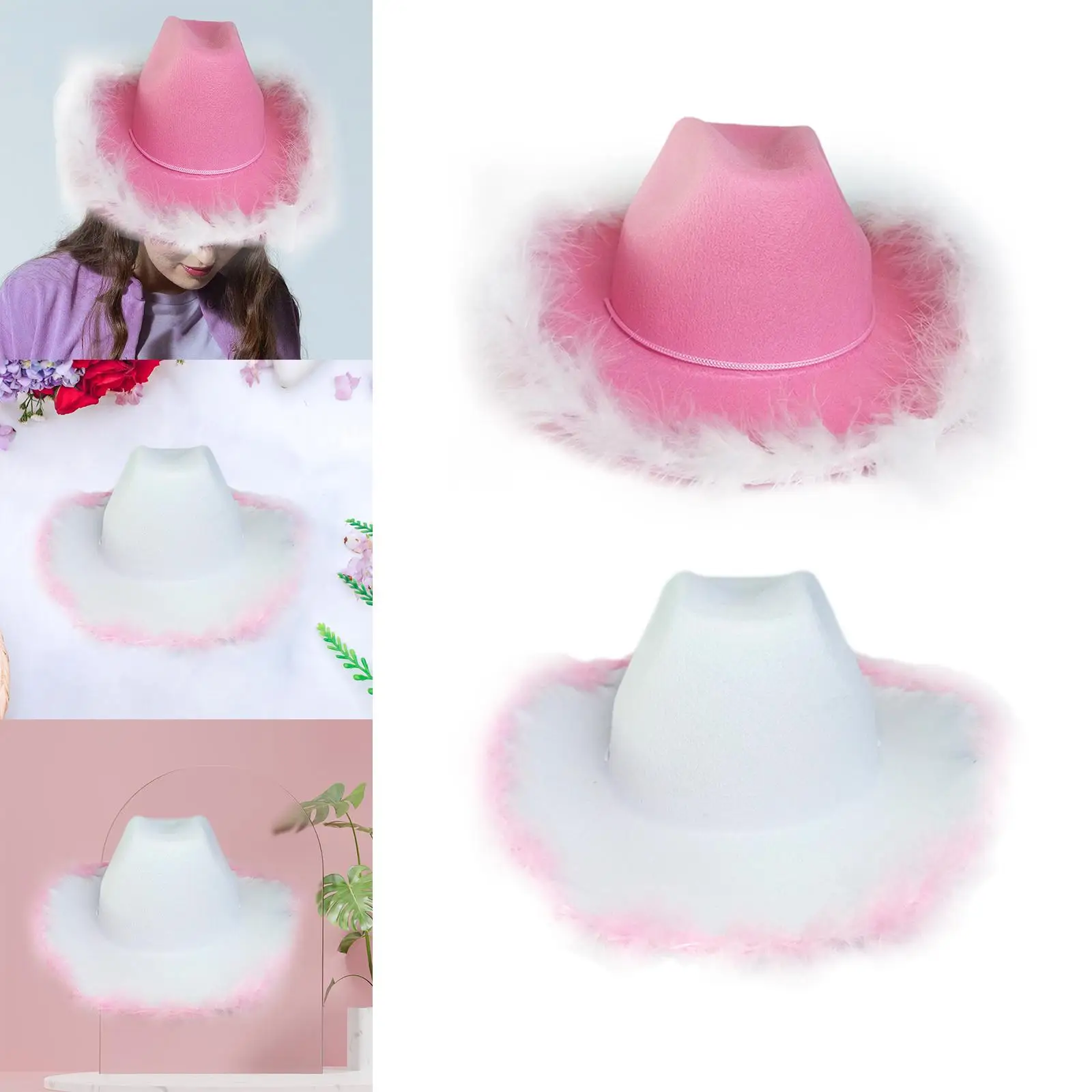 Western Cowgirl Hat Sunhat Jazz Hat Fedoras Caps Wide Brim Men for Holiday Outdoor Beach Party Props Costumes Accessories