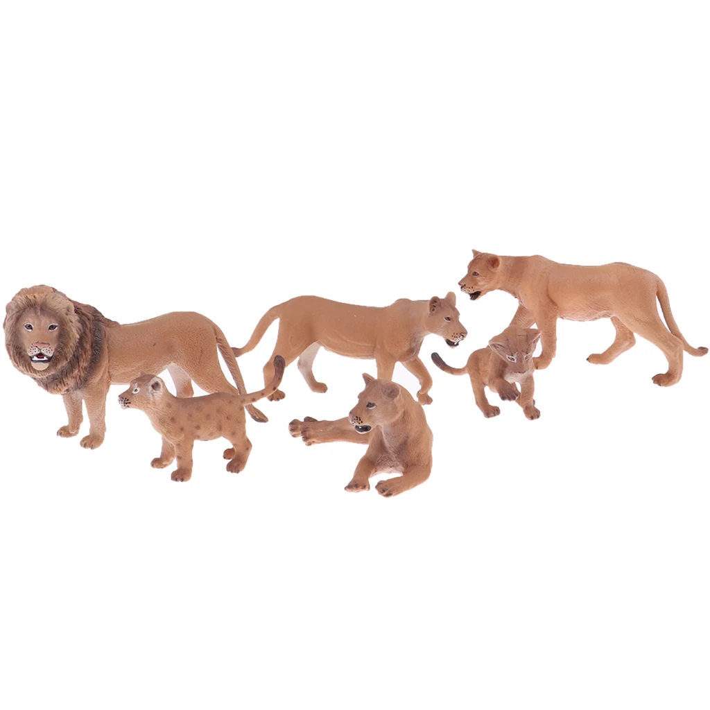 6x Solid Lion Model Animal Figures Realistic Large