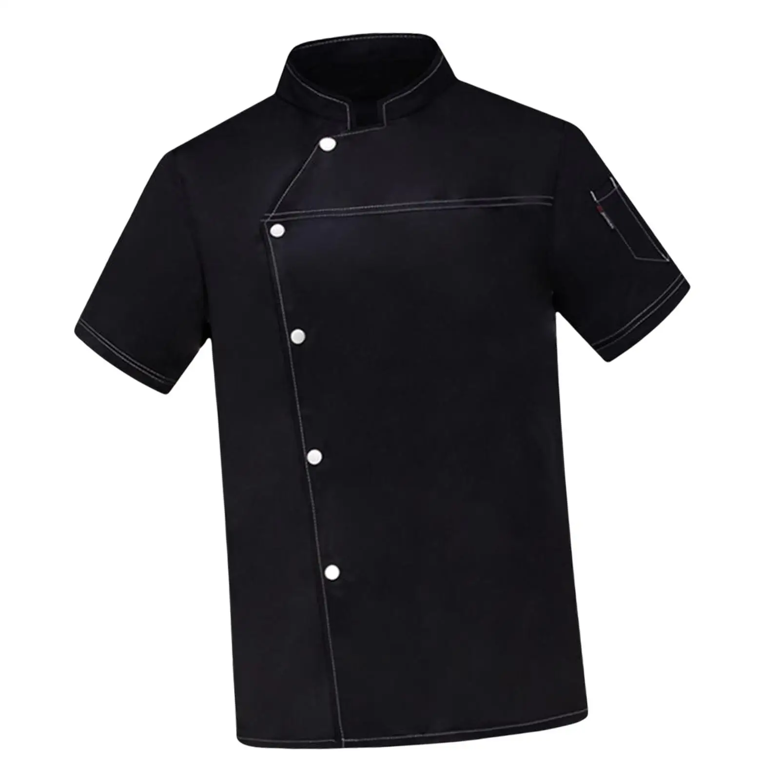 Chef Coat Short Sleeve Top Workwear Chef Clothes Waiter Waitress Apparel Cooking Breathable Chef Jacket for Food Service Bakery