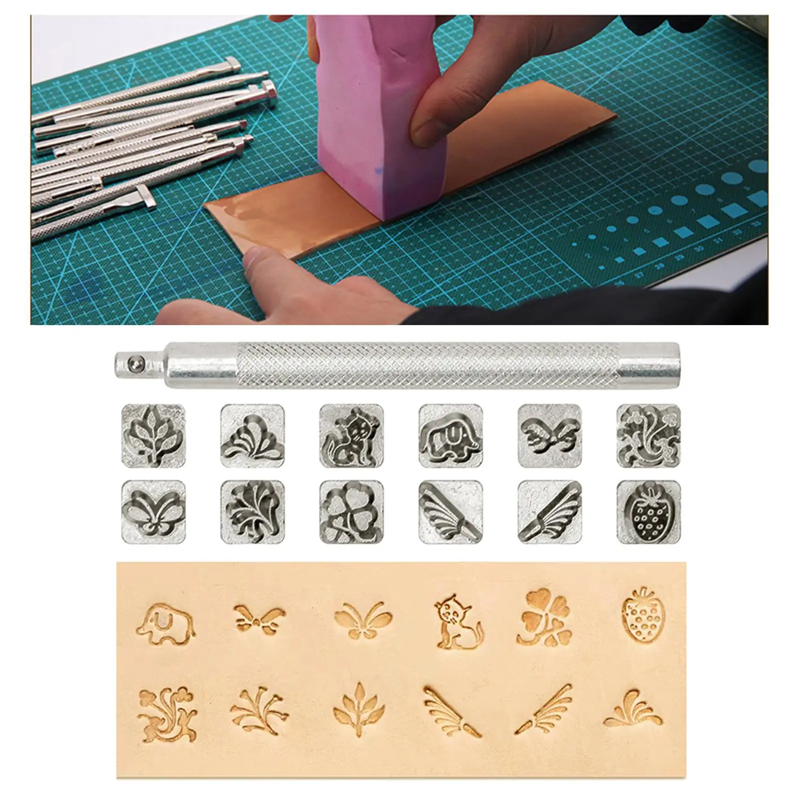 12pcs Leather Craft Working Saddle Making diy Carving Metal Stamps Set