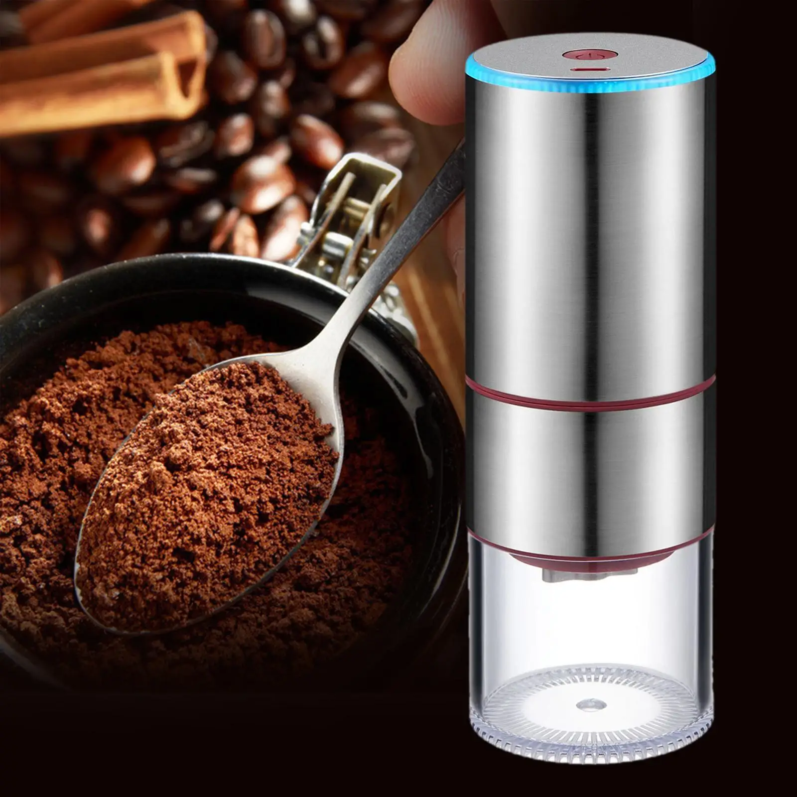 Portable Electric Coffee Grinder Bean Grinding Burr Mill Stainless Steel Whole Bean Burr Coffee Grinding for Espresso Macchiato