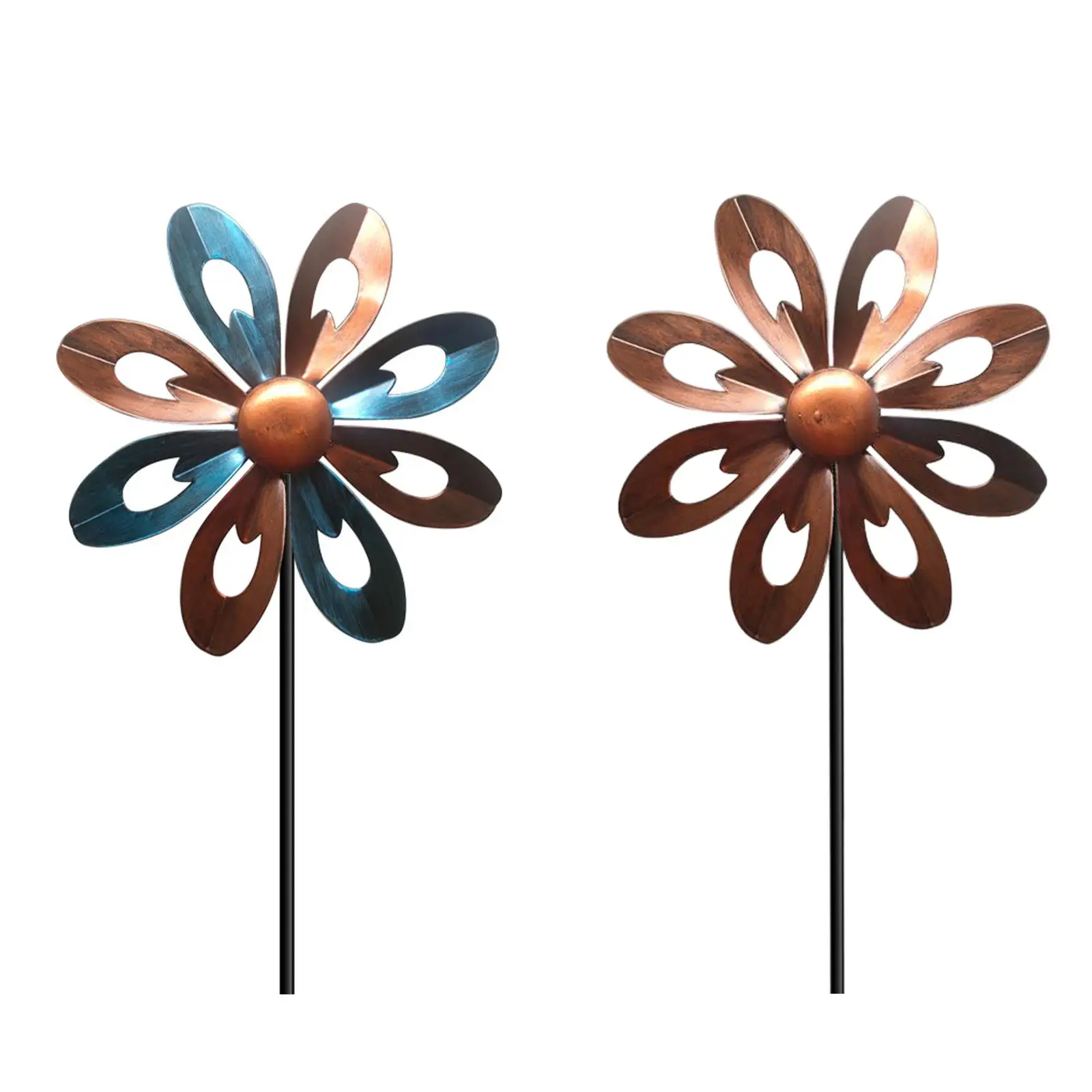 Wind Spinner Pinwheel Lawn Ornament with Garden Stake Wind Sculptures for Backyard