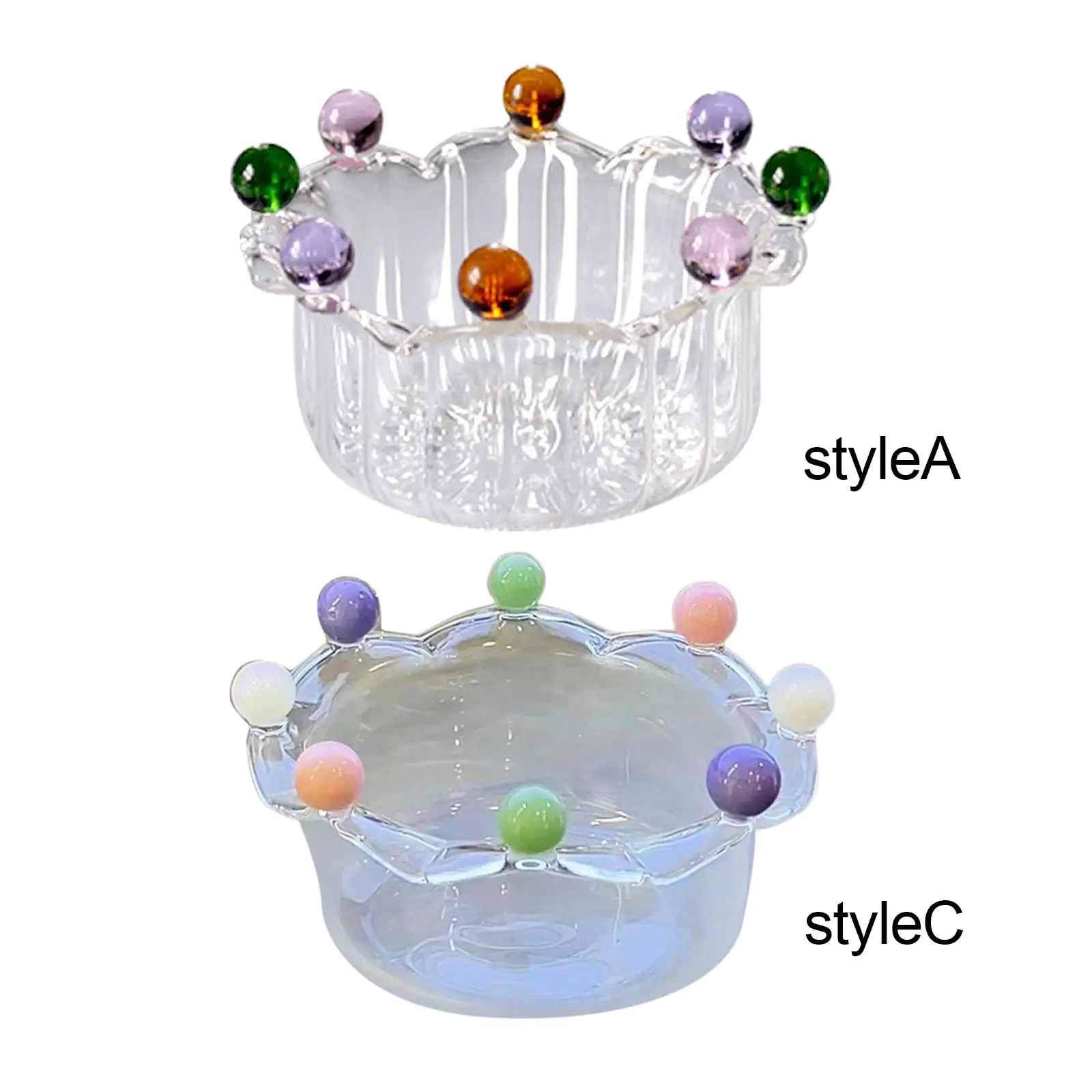 Salad Bowl Tableware Fruit Plate Storage Ice Cream Snack Glass Bowl for Living Room Household Home Decor Kitchen