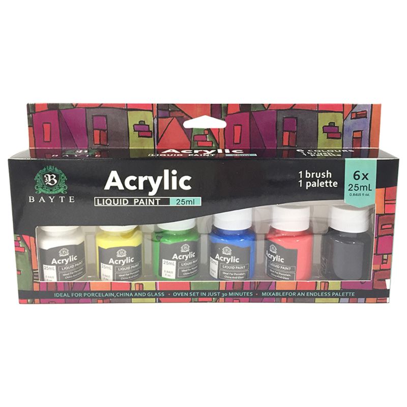 Kit de pintura acrílica portátil 6 cores