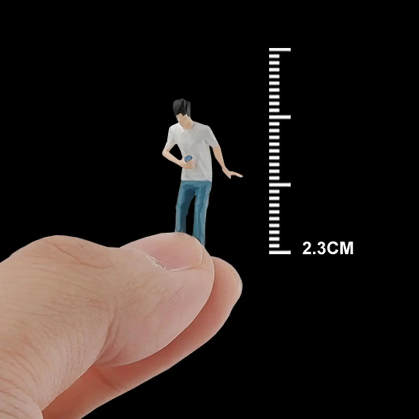 1:64 People Figures Tiny People Model DIY Crafts White T Shirt Man for Miniature Scene Dollhouse Diorama Ornament Accessories