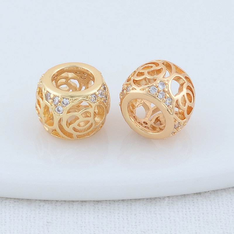 7,8mm 9mm 14 Karat vergoldete Messing-und Zirkon kristall perlen lose Abstands perlen für Zubehör zur Herstellung von DIY-Schmuck – Detail 5