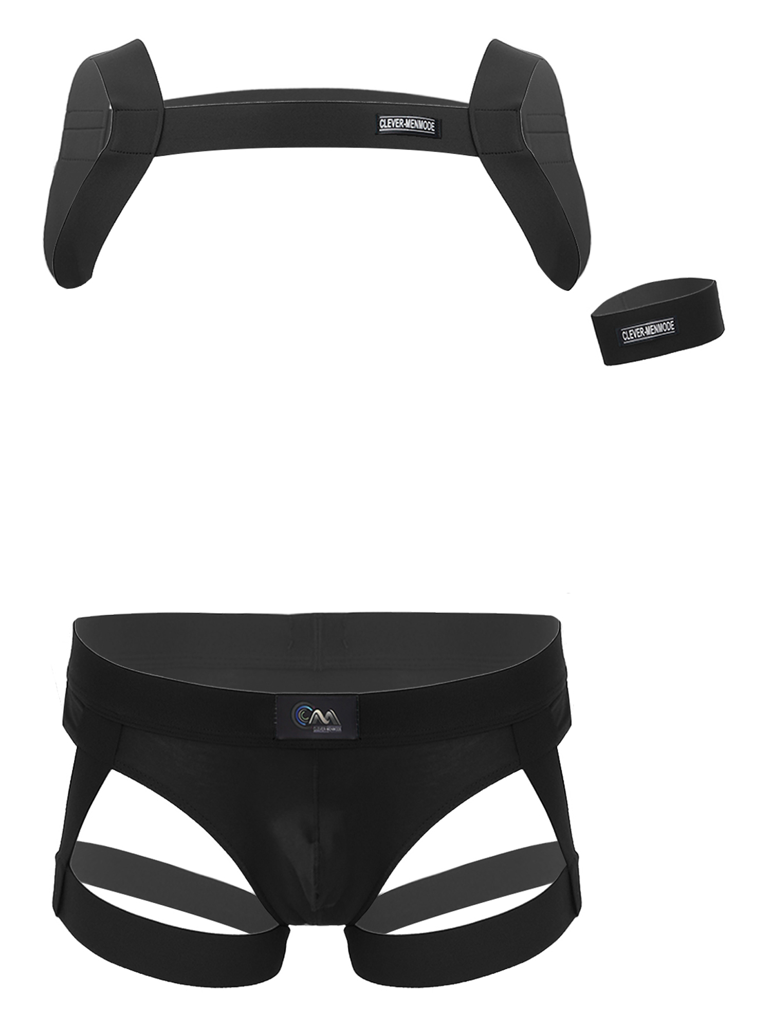 Description Picture 3 of itemMen's 2 Piece Stretchy Body Chest Harness Garter Belt Boxer Briefs Jockstrap Underwear Athletic Supporter Suspender Bodysuit