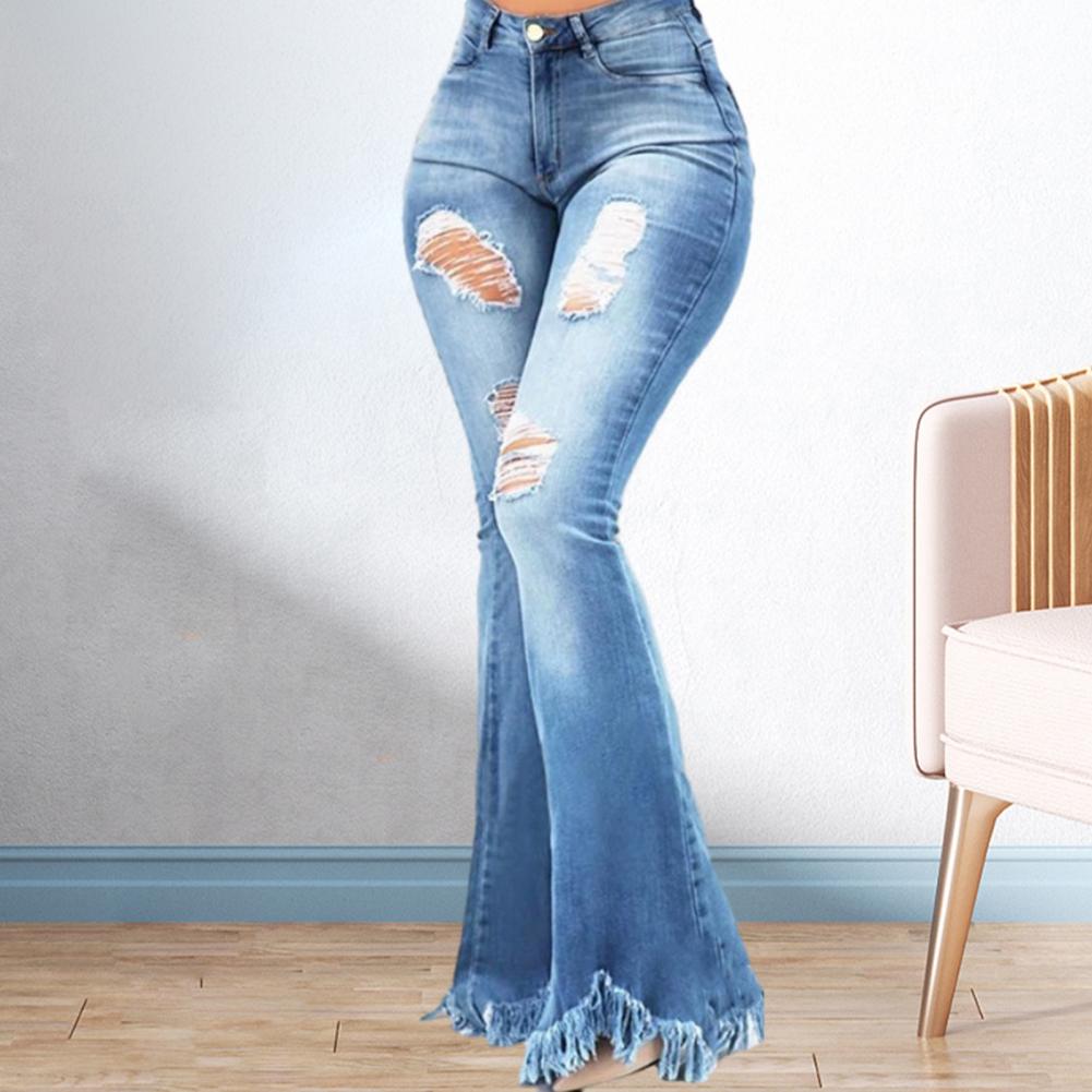 Title 3, Denim Flared Jeans Women Pants High Waist Zippe...