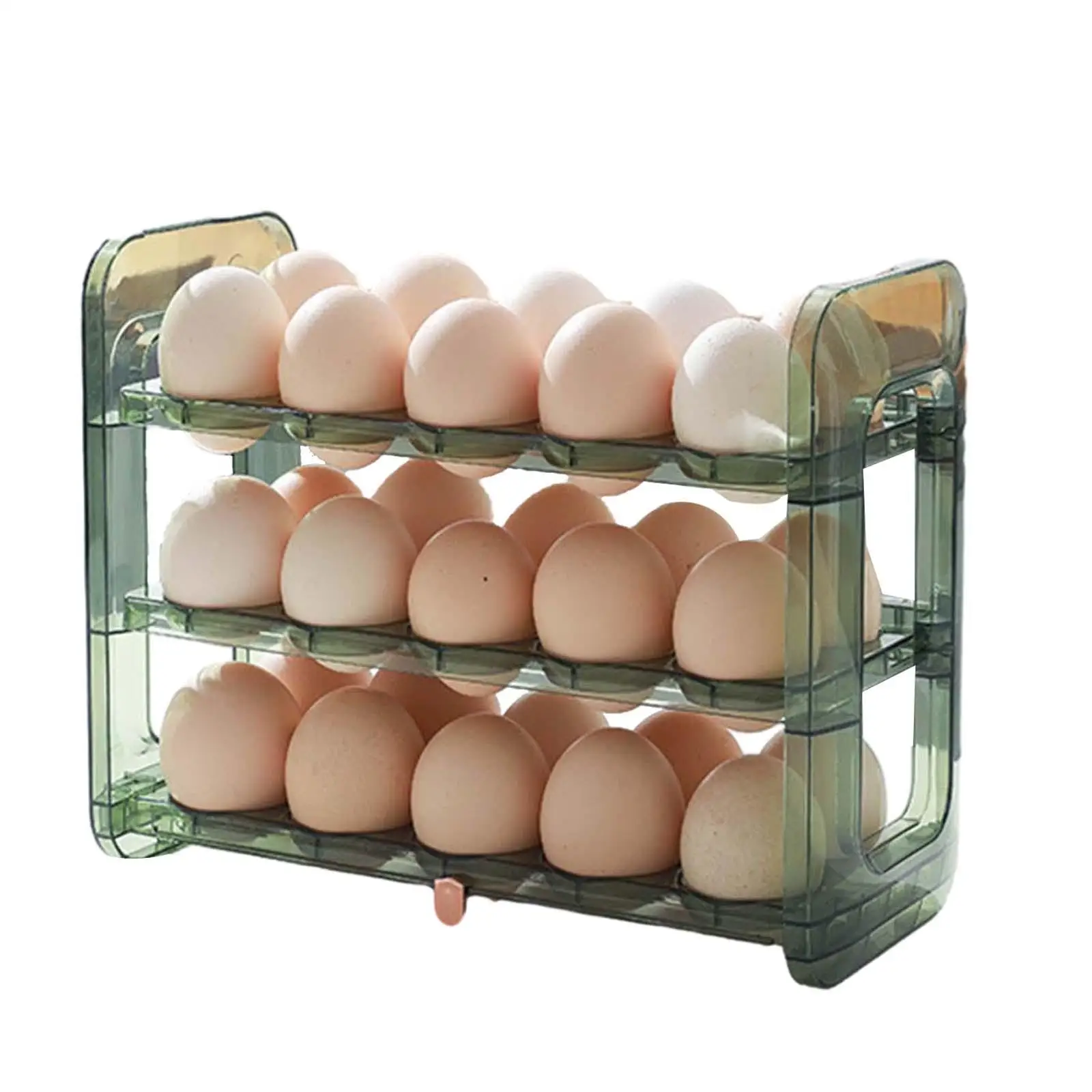 Flip Egg Holder for Refrigerator Side Doors Space Saving Reusable Egg Organizer for Countertop Drawer Cabinet Pantry