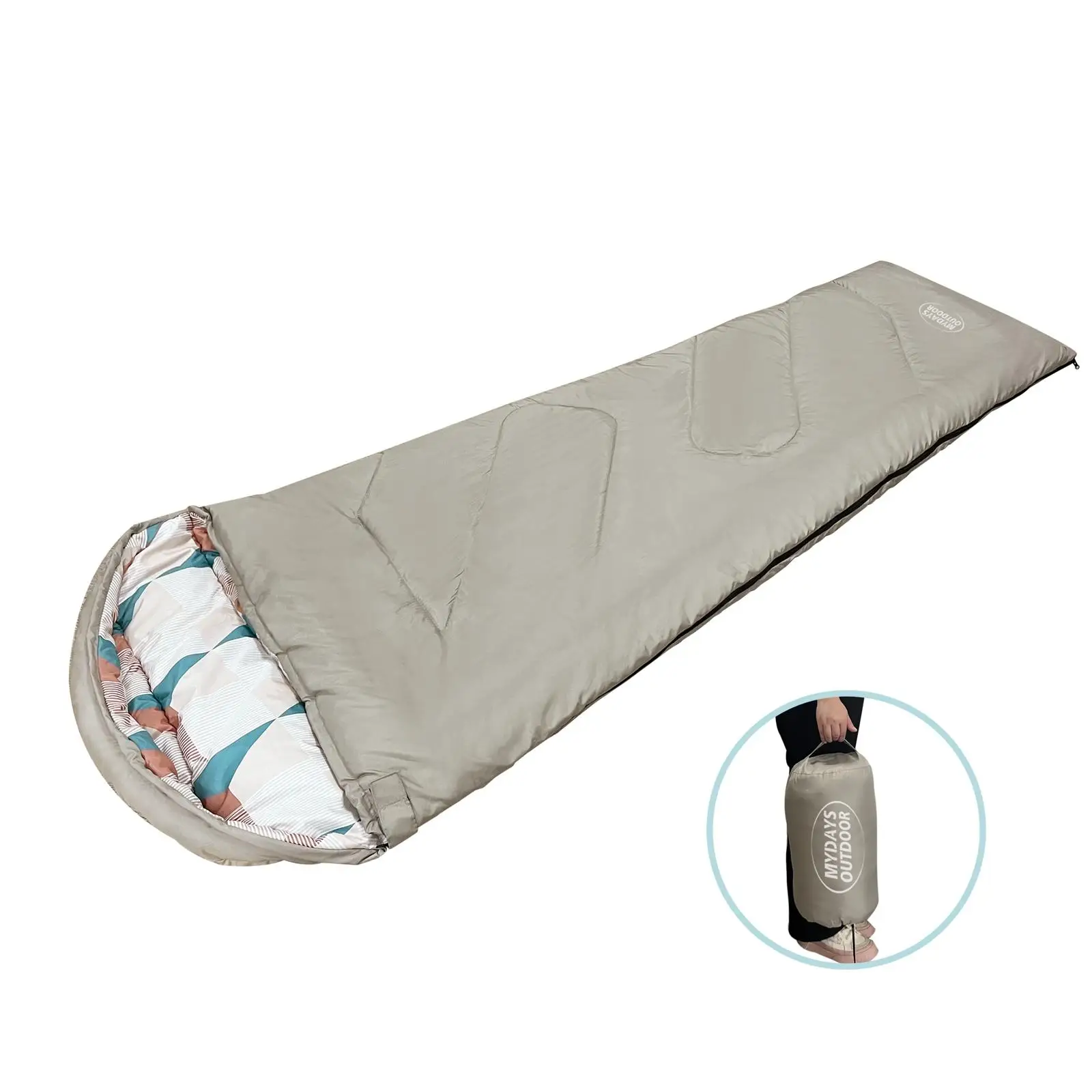 Wide Sleeping Bag Polyester Comfortable Zip Padded Bag Warm Survival Thermal for Backpacking Indoor Men Camping Travel