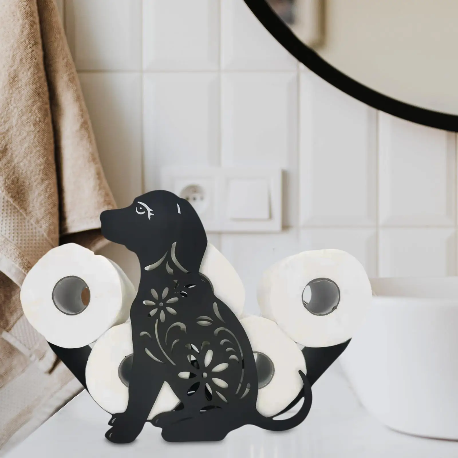 Creative  Holder, Bathroom Tissue Storage Iron Hollow Out Animals Model Roll Paper Rack for Home Washroom Crafts Decoration