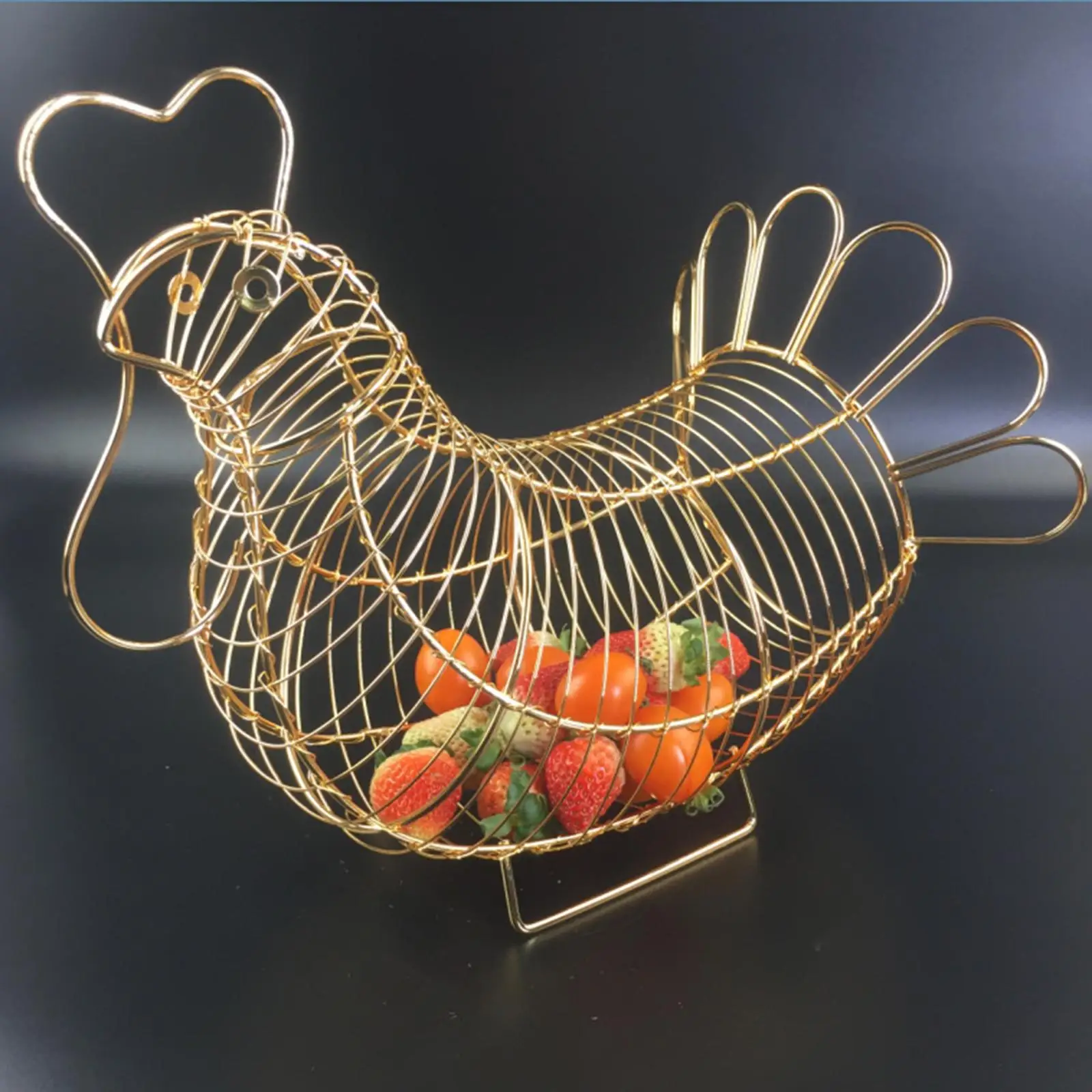 Metal Wire Egg Basket Chicken Shaped Egg Basket for Gathering Farmhouse Farm