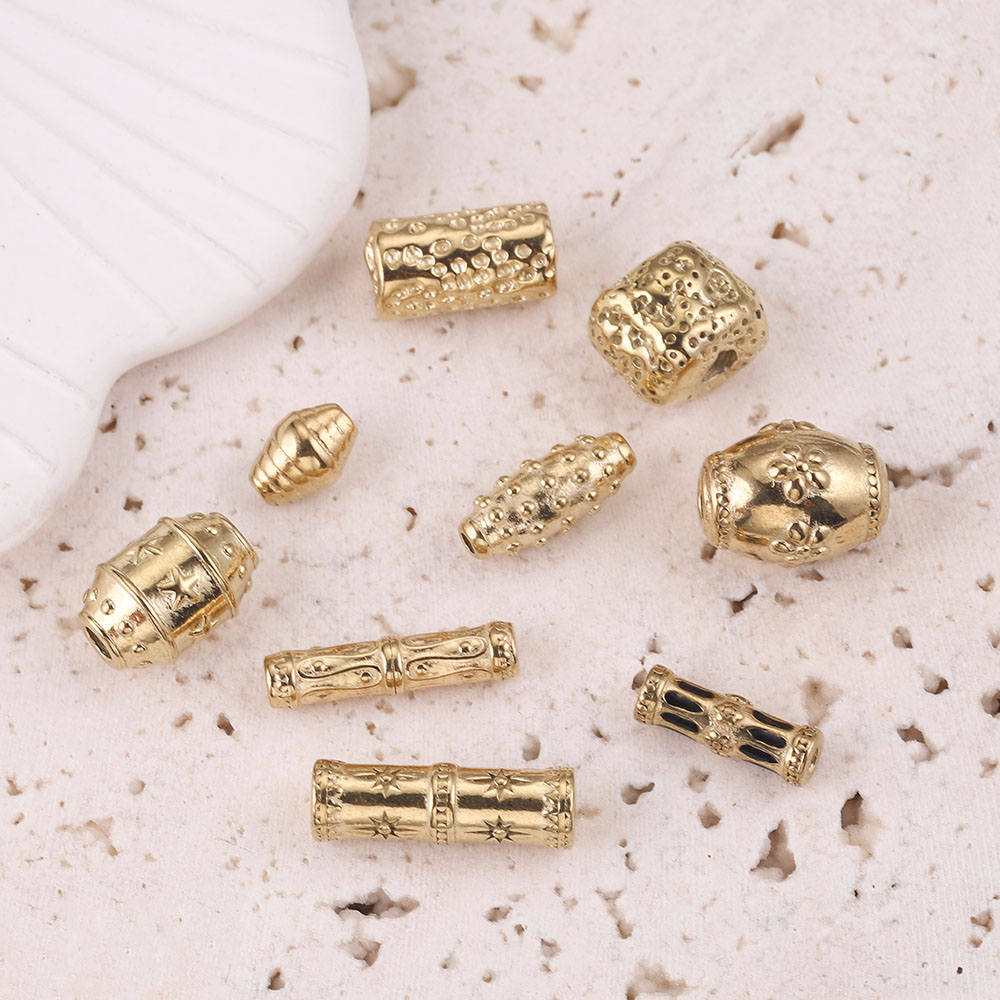 2 stücke Gold-Platte Edelstahl Zylinder Lange Perlen Rohr Casting Spacer Perlen für Schmuck Machen DIY Halskette Armbänder liefert – Detail 3