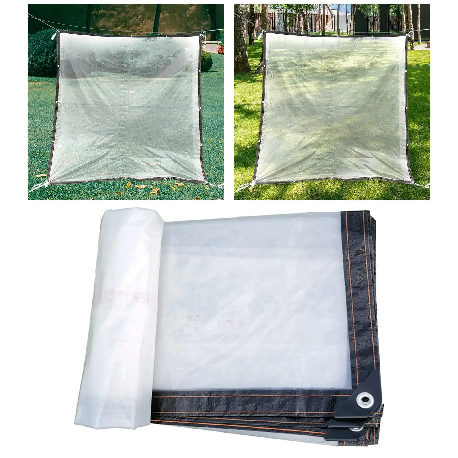 Clear Waterproof Tarp with Grommets Heavy Duty Reinforced Corners Tear Resistant