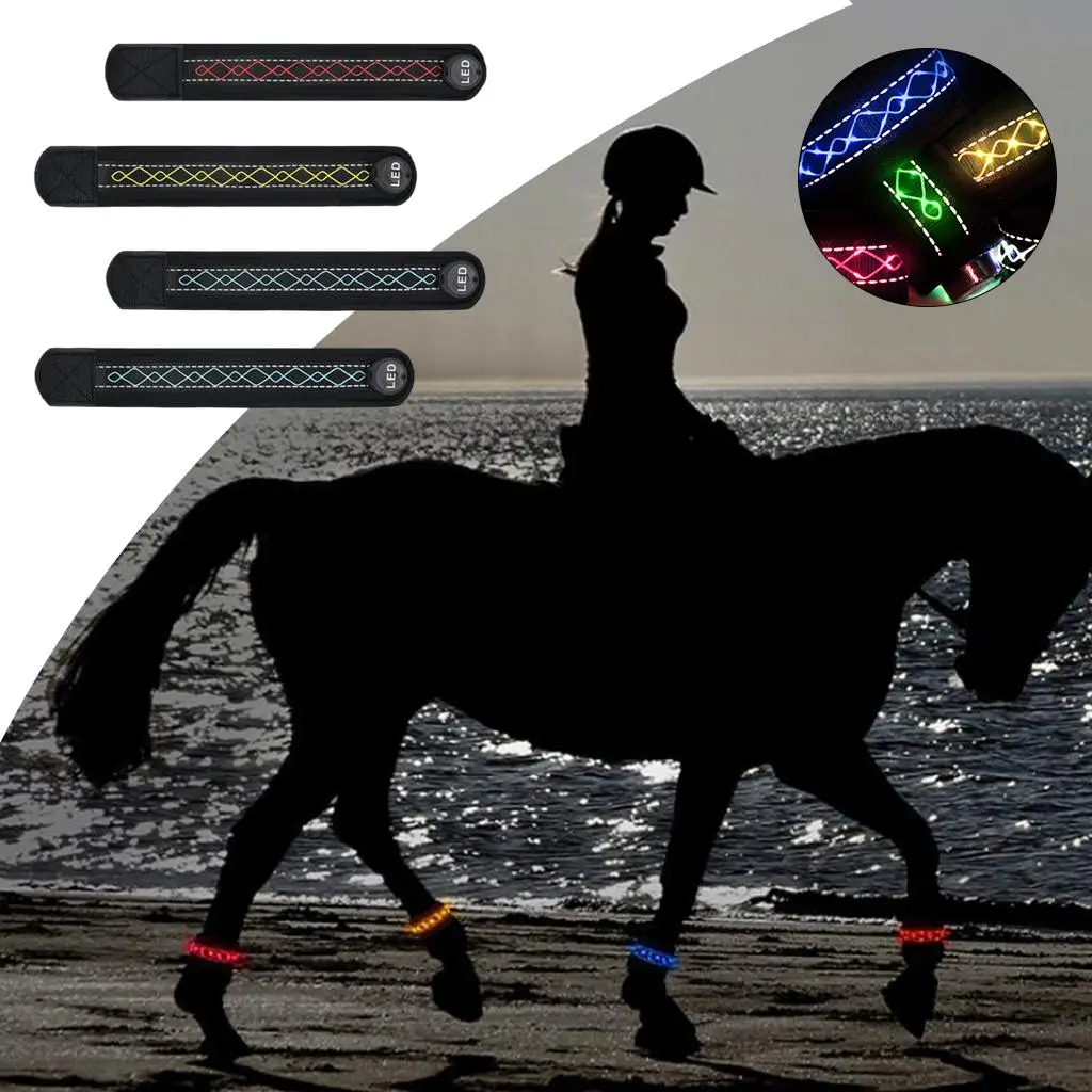 4Pcs LED Luminous Horse Leg Strap Colorful Light High Visibility Horses Legging
