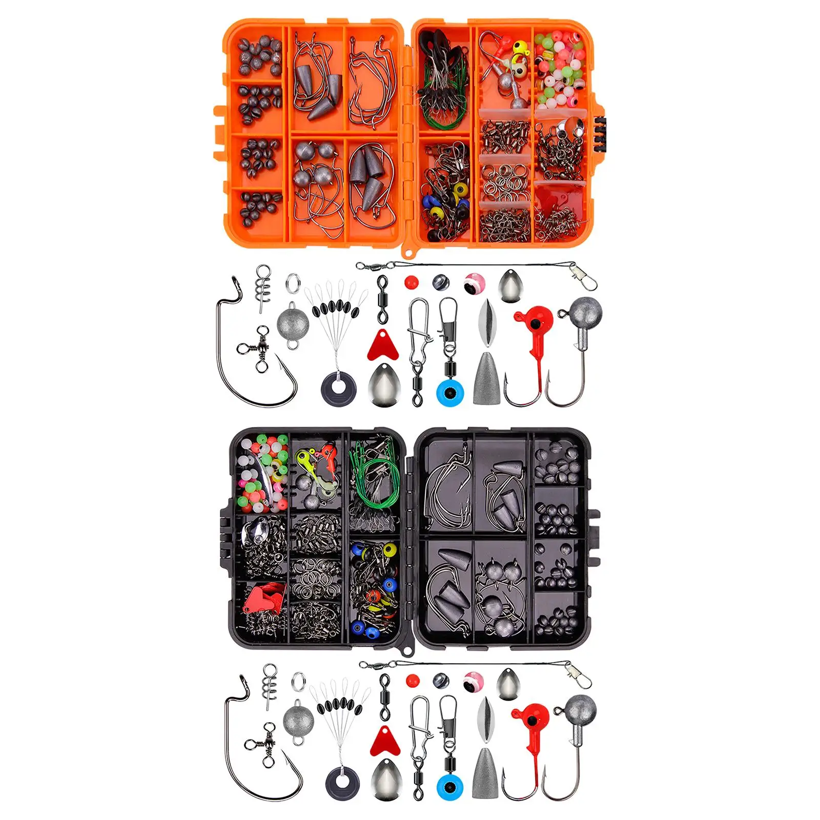 257-piece Fishing Accessory Kit, Including Jig Hooks, Bass Casting Weights, Fishing Swivels,