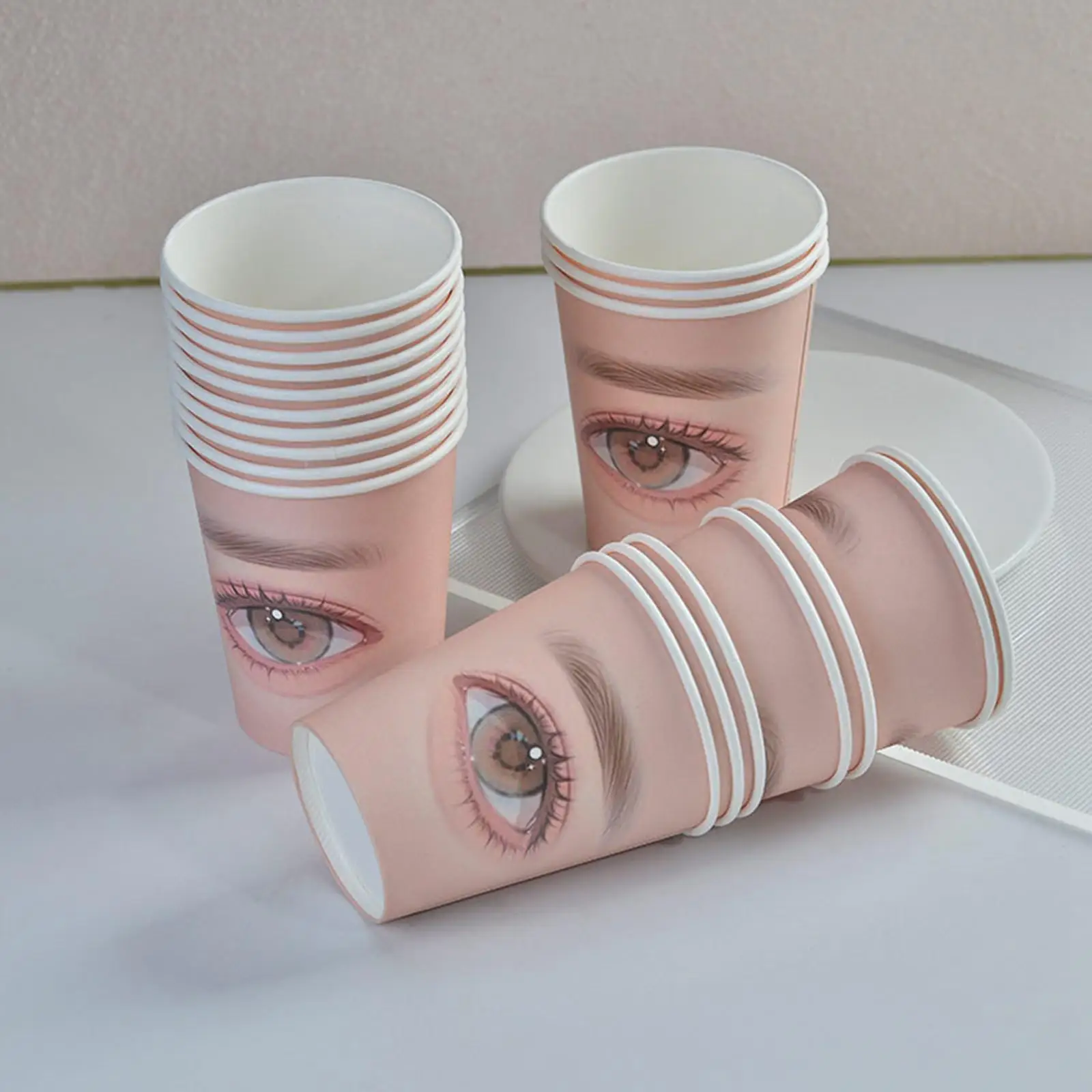 20 Pieces Eyelash Practice Paper Cup Cosmetology Mannequin Durable Makeup Multifunction for Starters Teaching Aid Auxiliary Tool