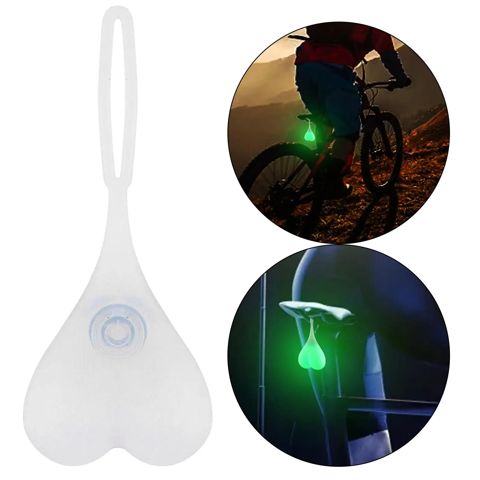 Bike Tail Light Innovative Heart-Shaped Hanging Portable Multi-Purpose Silicone Waterproof Night Warning Balls LED Rear Bike Lamp for Cycling Camping Outdoor Indoor 