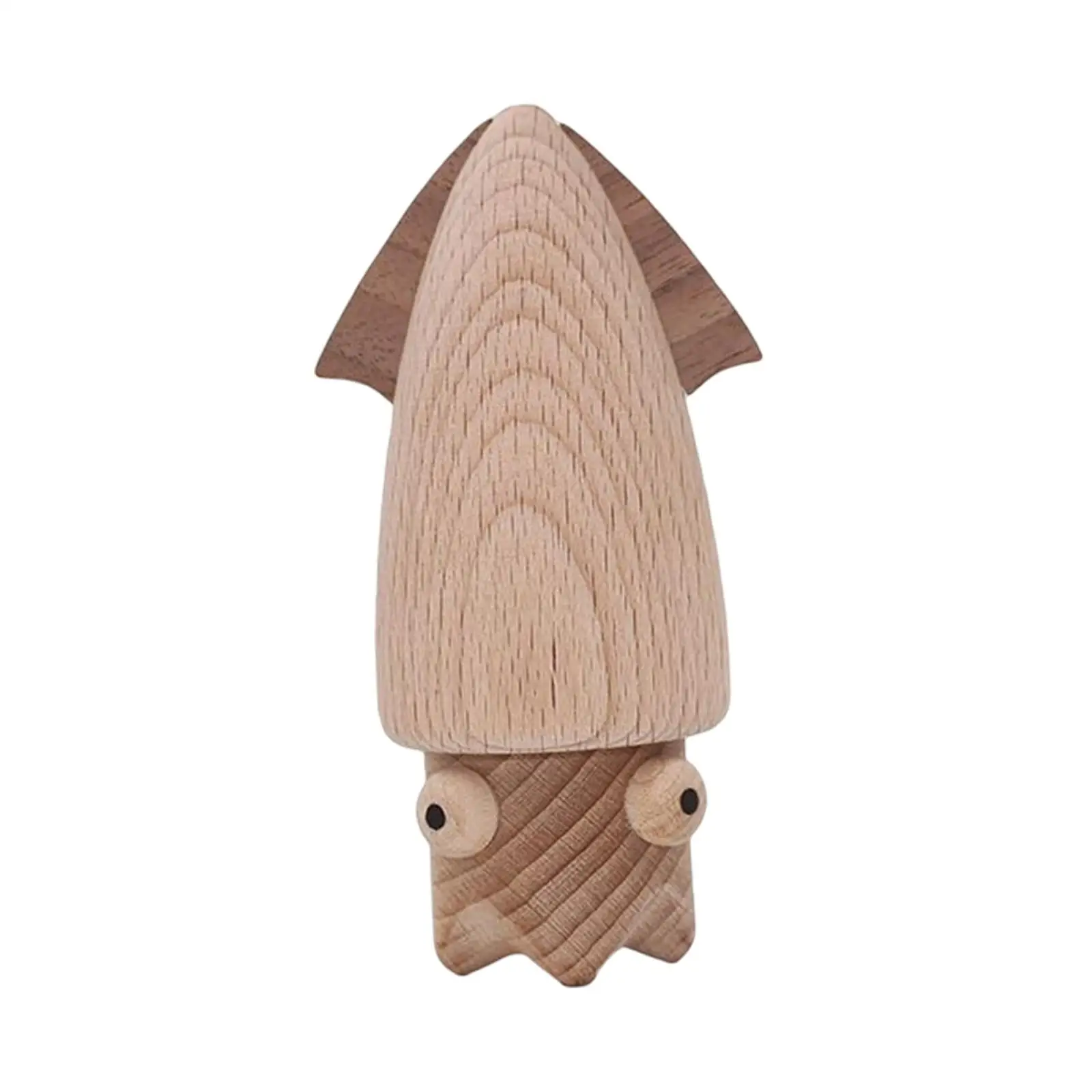 Toothpick Holder Ornament Countertop Decor Wooden Squid Shaped Dispenser for Cafes