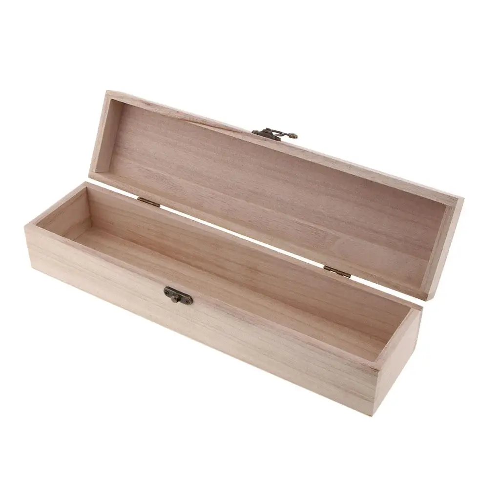Natural Unfinished Wooden Box Wood Purse with Hinged Lid for Gifts Memory