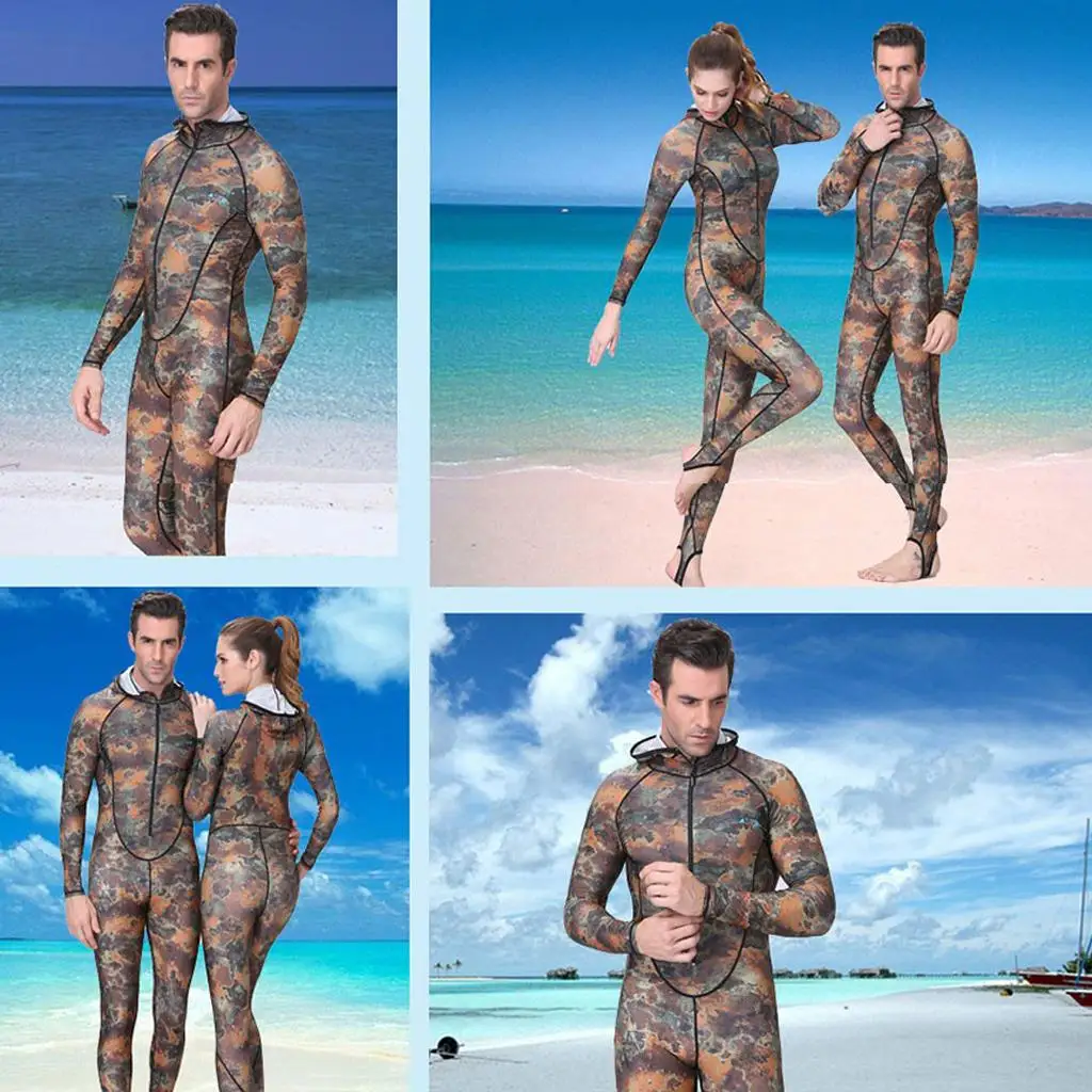 Mens Camouflage Full Body Wetsuit SCUBA Diving Surfing Spearfishing M-4XL