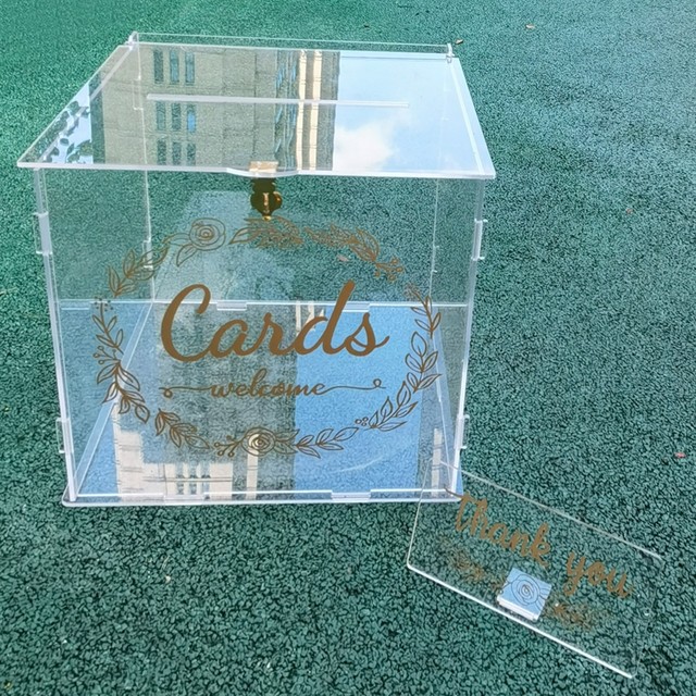  AOZZO Wedding Card Box, Acrylic Clear Post Money Gift