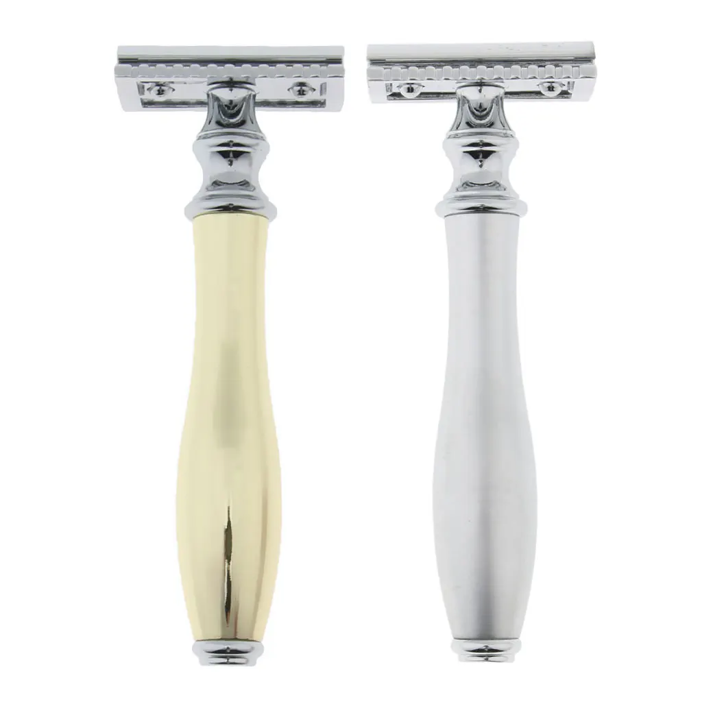 Men`s Long Handle Double Sided Safety Shaver Mustache Facial Hair Remove For Home Salon Or Travel