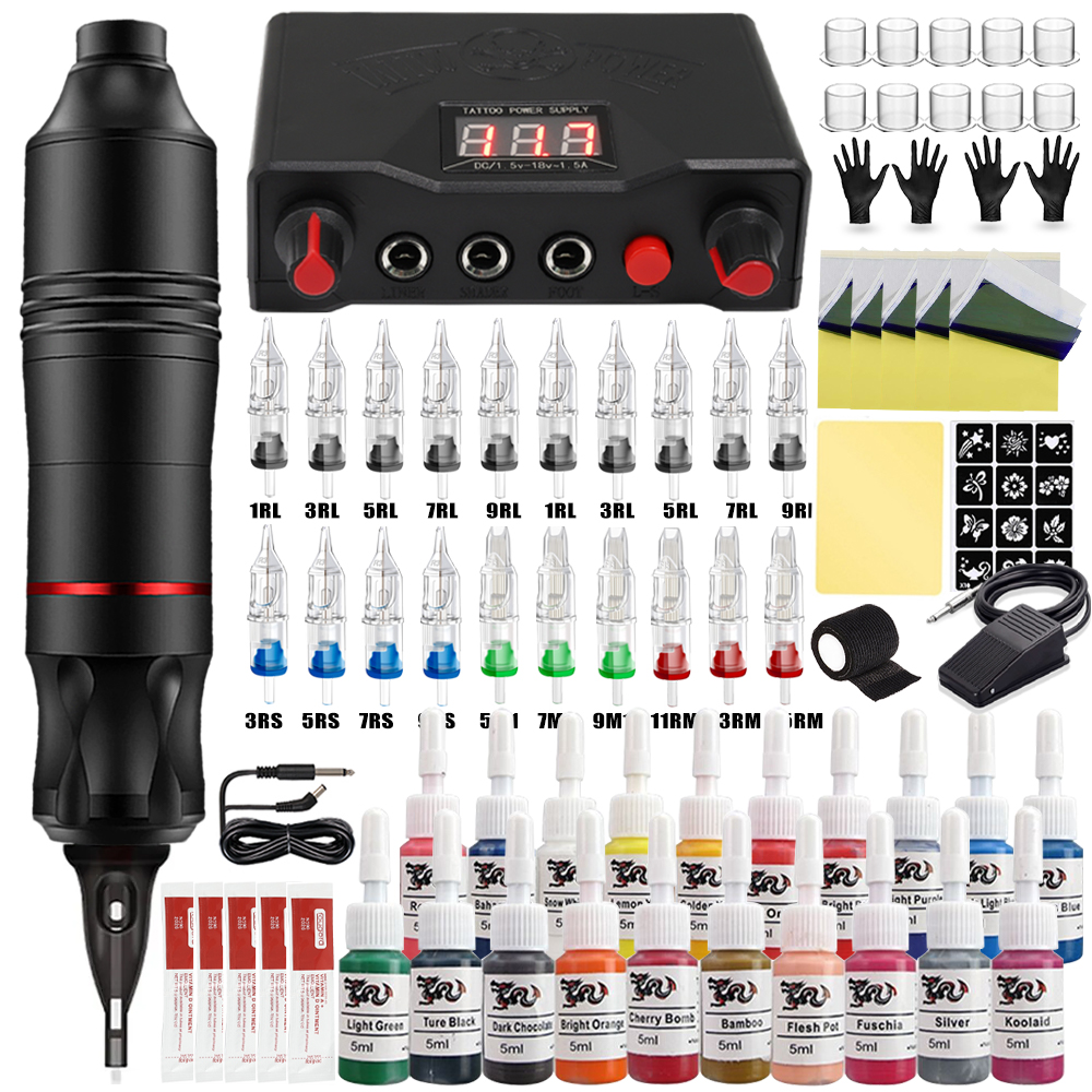 Best of Professional Tattoo Machine Kits Rotary Pen Tattoo Power Supply Kit With Needles Ink DC Makeup Gun Beginner Kit Complete Reviews & Tips