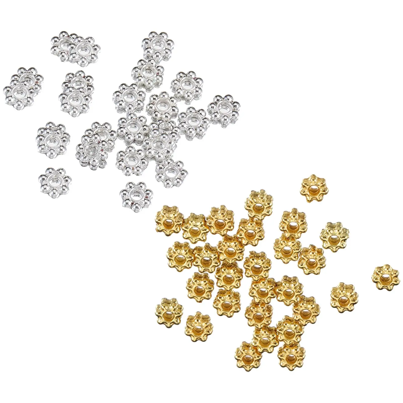 200Pcs Snowflake Spacer Beads DIY Craft Metal Decorative Loose Charm Beads for Jewelry Making Necklace Earring Bags Accessories