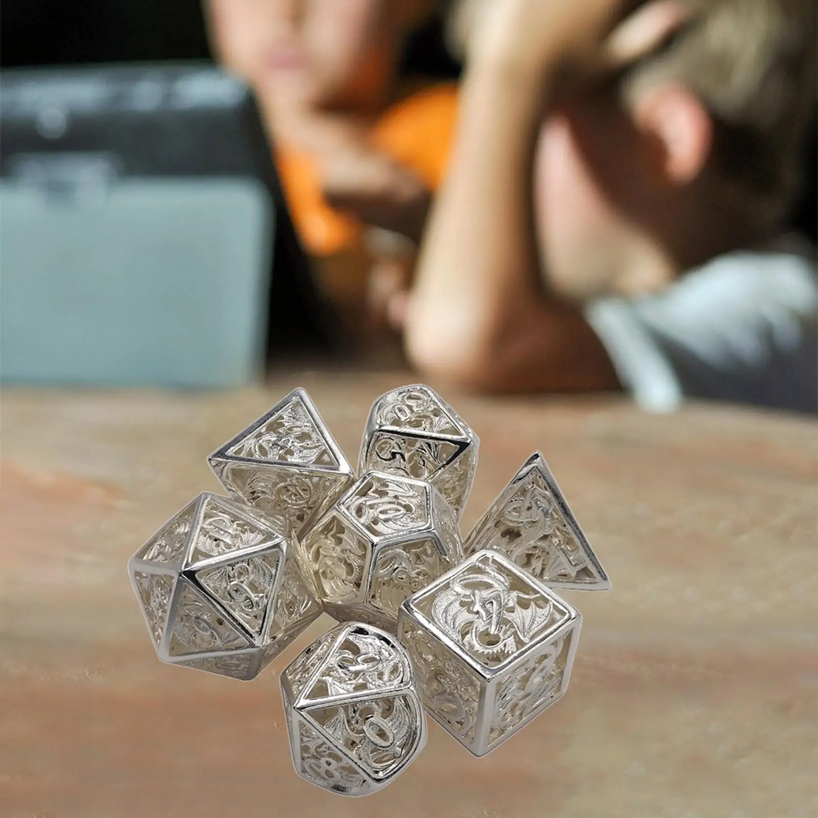 7/Set Metal Polyhedral s, Multi Sided  D20 D12 D10 D8 D6 D4 for Table Game kids children toy, Entertainment, Math Teaching,