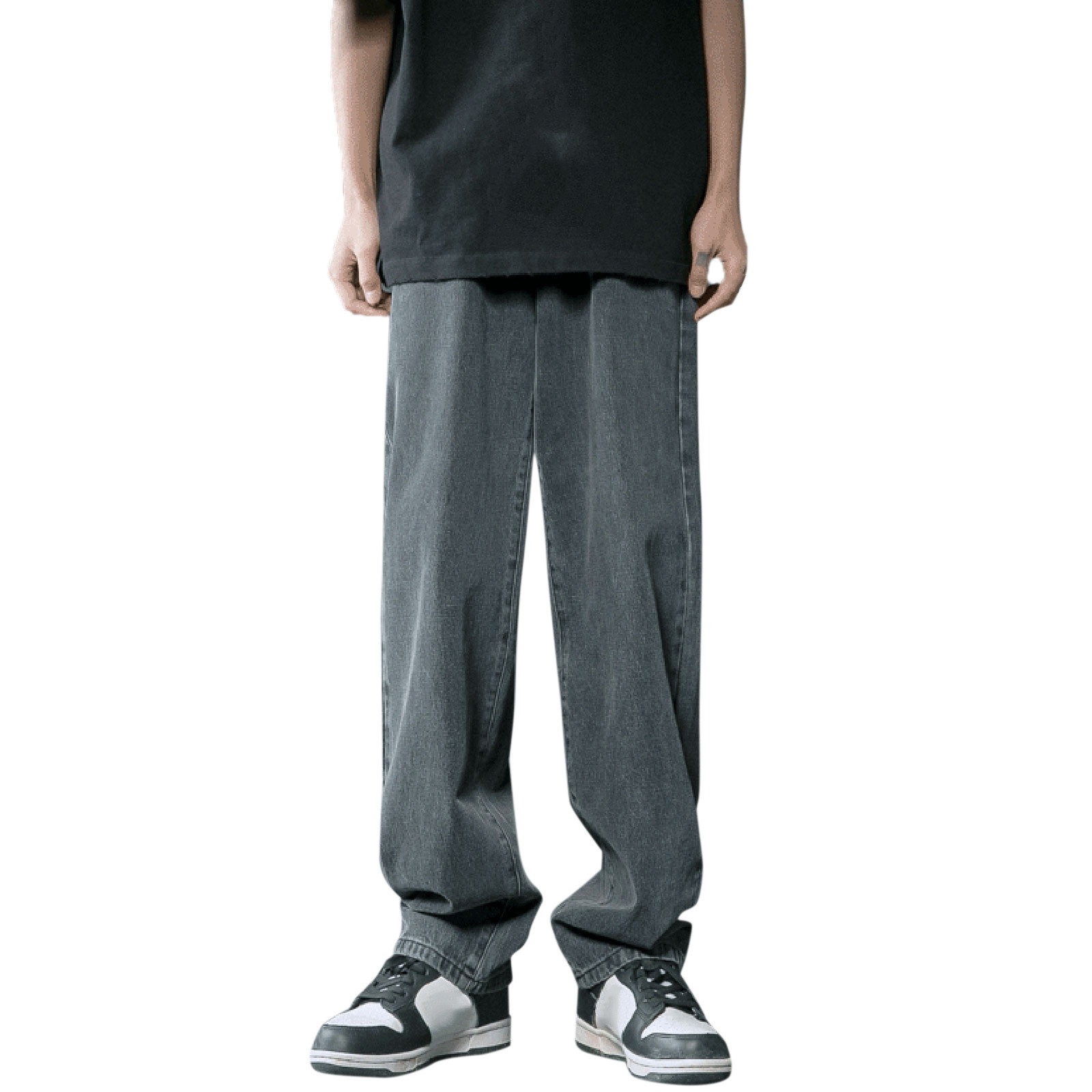 2024 New Street Casual Baggy Jeans Streetwear for menn Hip Hop rette bukser med vidde ben Studenter denimbukser Blå Svart_voghion.com