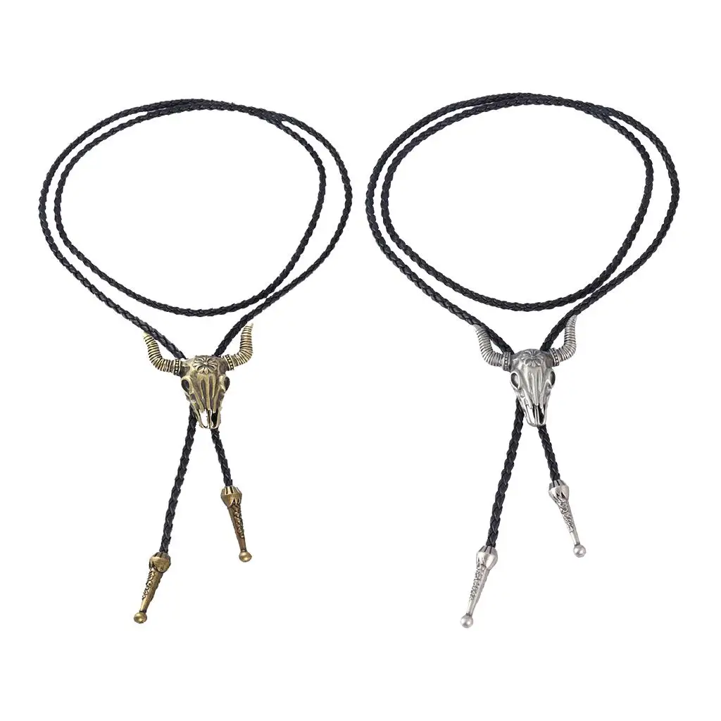 Western Cowboy Bolo Tie Rodeo  Leather Cord Pendant Necklace