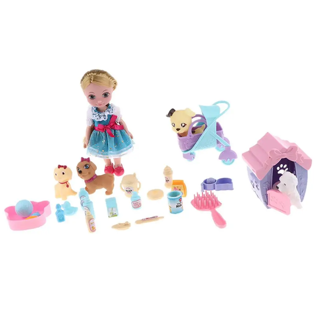  House Kits Simulation  Girl Doll with Pet  Pretend 