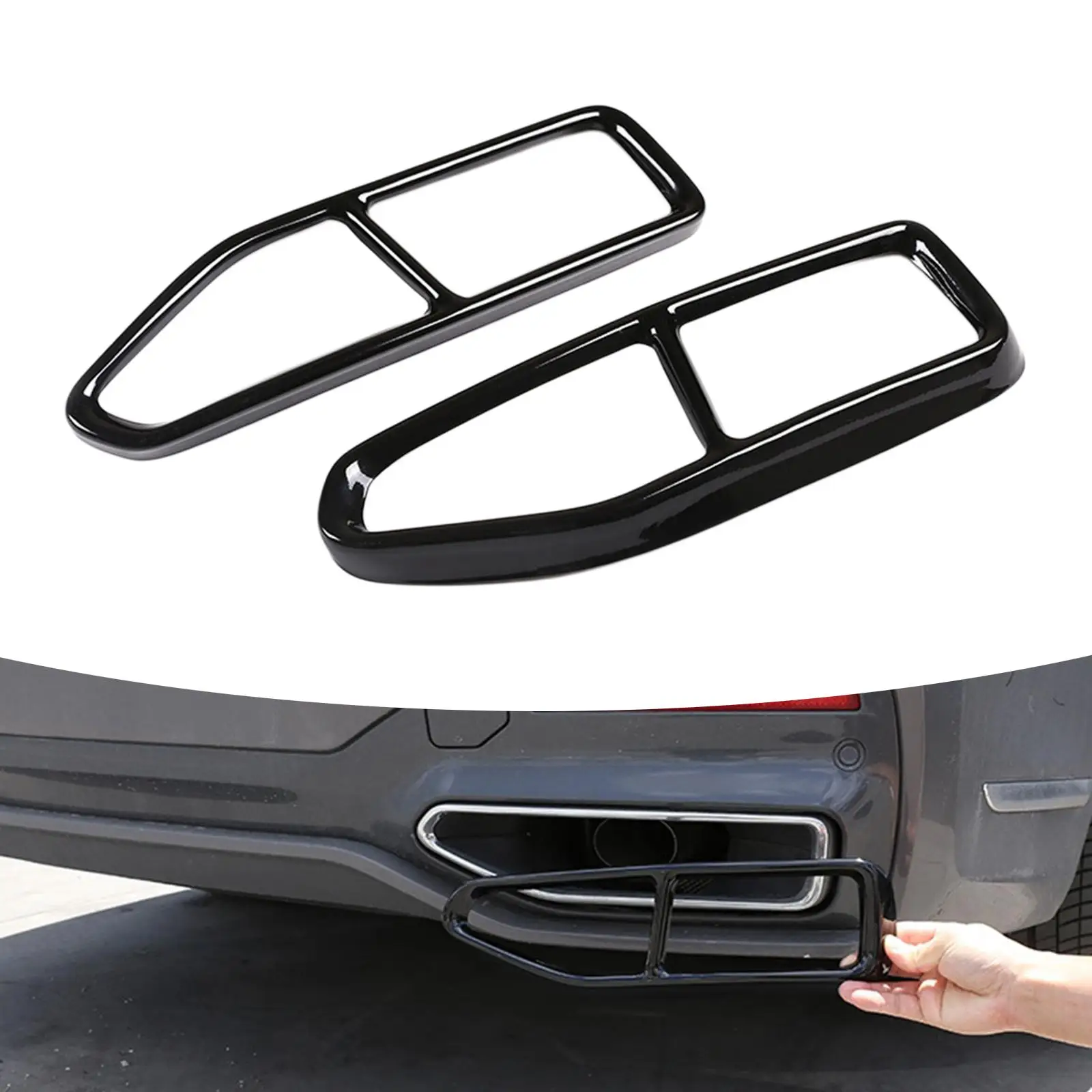 2x Tailpipe Trim Frame Protection Cover Scratchproof Exhaust Pipe Output Cover for BMW 7 G11 2019-2020 G12 Auto Accessories